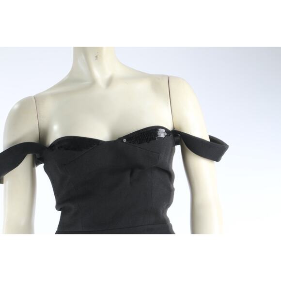 Victoria Beckham Black Sleeveless Fitted Midi Sheath Dress Size 2 - Picture 6 of 16